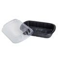 100-PACK OF Container Takeout Karat 100 ct Half Slab Black PP Plastic Rib Container with Clear OPS/PP lid