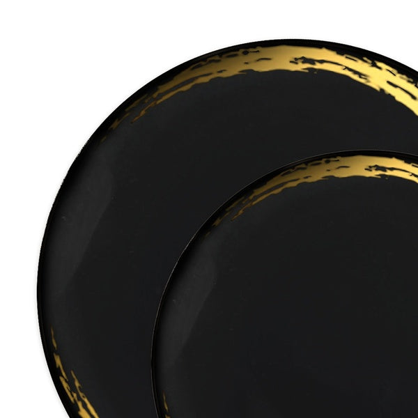 120-PACK OF Plate Set Black Gold Moonlight