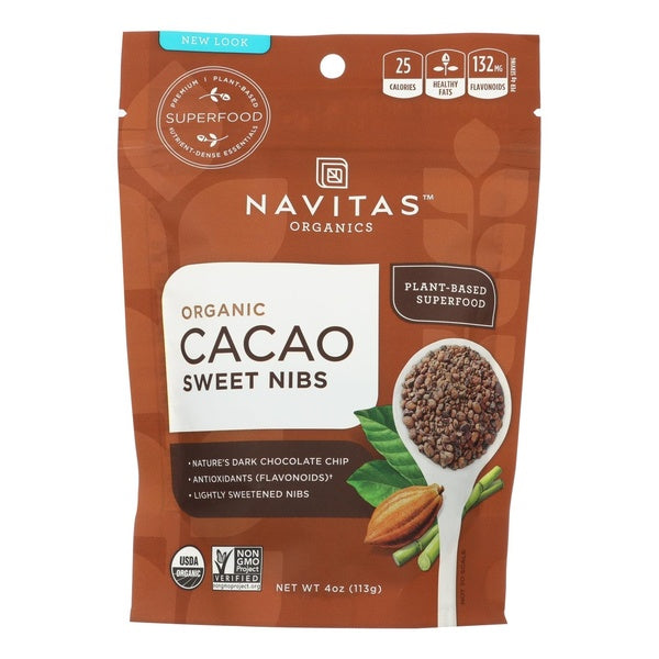 12-PACK OF Cacao Nibs Sweetened Navitas 4 oz