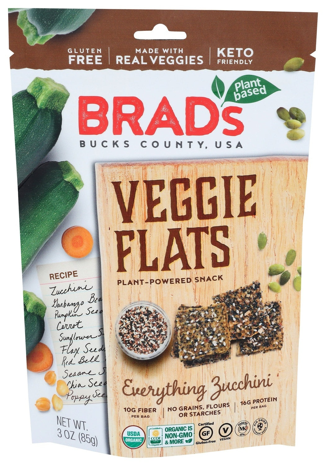 12-PACK OF SNACK VEGETABLE VEGGIE FLATS, EVERYTHING ZUCCHINI