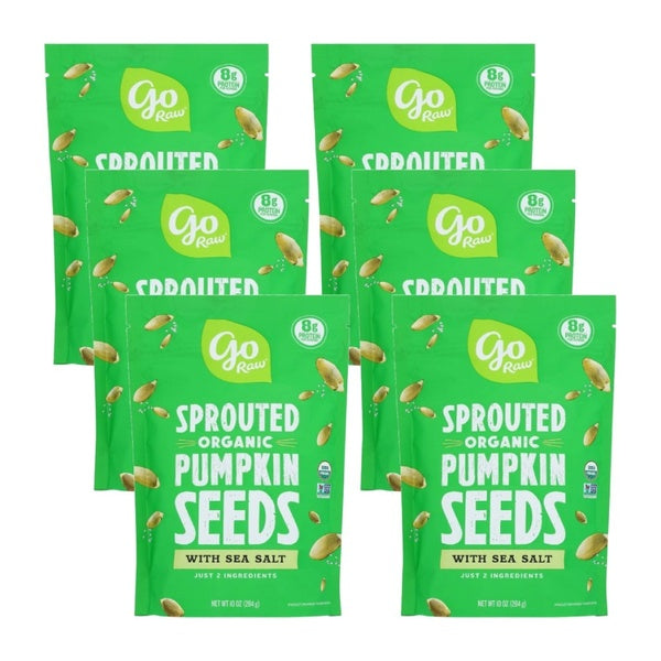 6-PACK OF Pumpkin Seed Sprouted Sea Salt Go Raw 10 oz