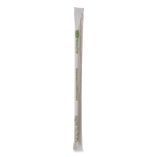 1250-PACK OF Straw Eco-Products 10.25-Inch Renewable Compostable PHA Straws - Natural White (Pack of 1,250) for Sustainable Drinking