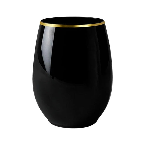 4-PACK OF Cup Disposable 12 oz Black w/ Gold
