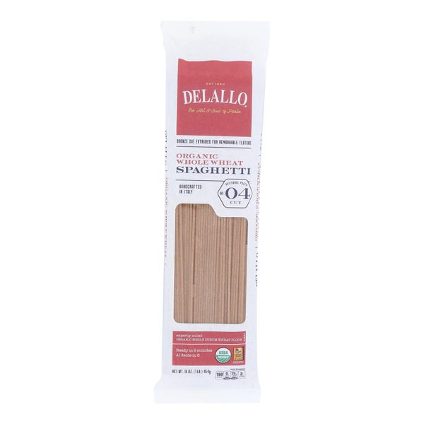 16-PACK OF Pasta Spaghetti Whole Wheat Organic Delallo 1 lb