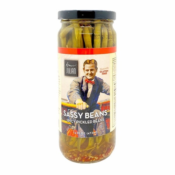12-PACK OF Pickeld Beans, Sassy Beans, Bruce Julian