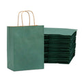 50-PACK OF Bag Paper 8x4x10 Inch 50 Count Green 120 GSM Small Prime Line Packaging Kraft Paper Bags with Handles, Shopping Bags for Small Business, Restaurant, Retail, Delivery, in Bulk
