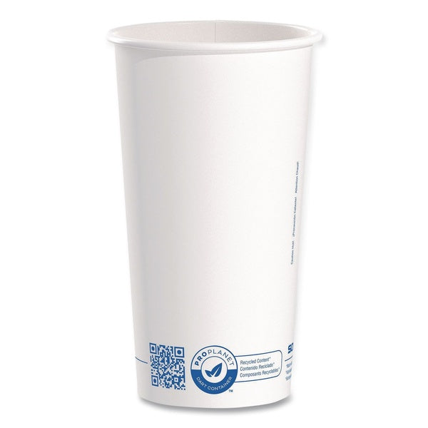 600-PACK OF SOLO 420RC-PLANET Recycled Content PCF Paper Hot Cups ProPlanet Seal 20 oz White/Blue 600/Carton