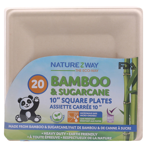 12-PACK OF PLATE BAMBOO SQUARE, HEAVY DUTY