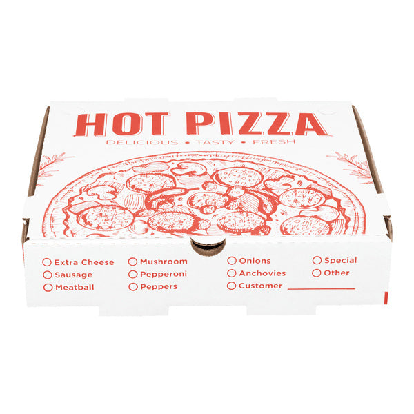 50-PACK OF Container Takeout Karat [50 ct] Corrugated Pizza Box, 10''x10''x2'', Generic Print