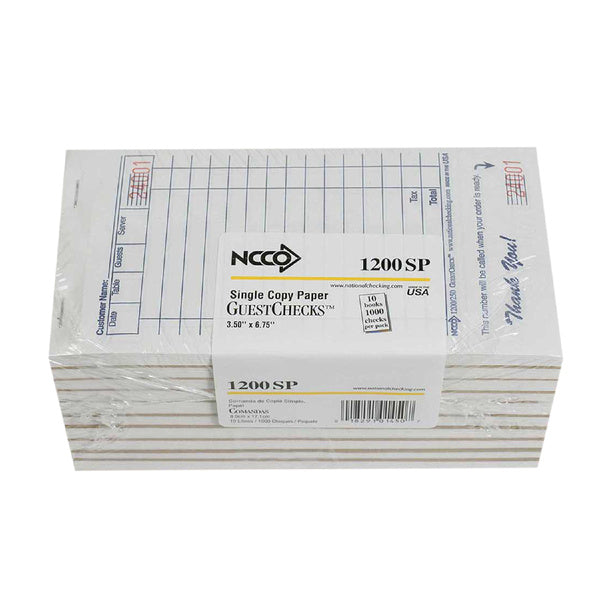 100 CT-PACK OF GUEST CHK PAPER 1 PART WHITE