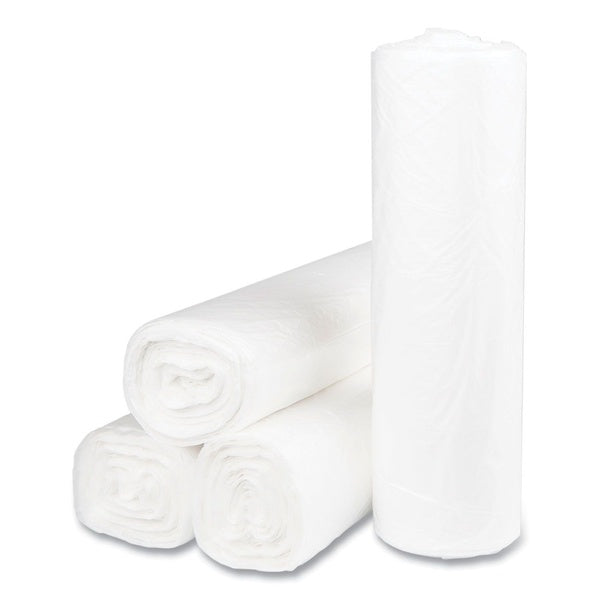 250-PACK OF Inteplast Group High-Density Commercial Can Liners - 45 Gallon, 14 Micron, Clear, Interleaved (25 Bags/Roll, 10 Rolls/Carton)