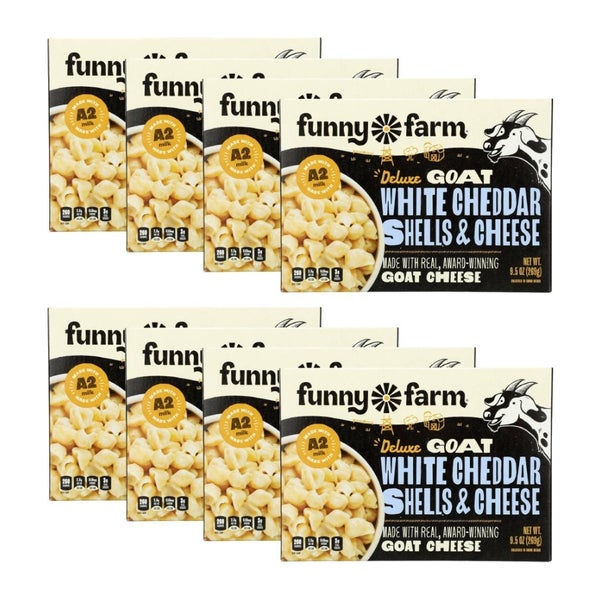 8-PACK OF Macaroni & Goat Cheese White Cheddar Funny Farm 9.5 fz