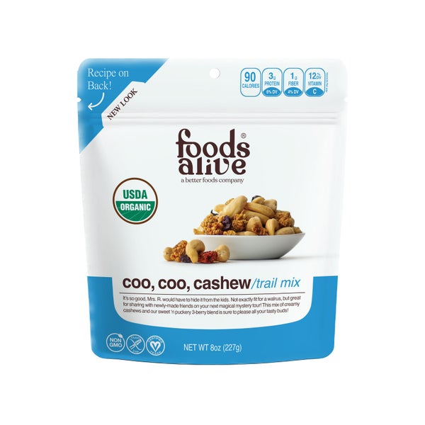 6-PACK OF Organic Snack Trail mix Coo, Coo, Cashew, Foods Alive