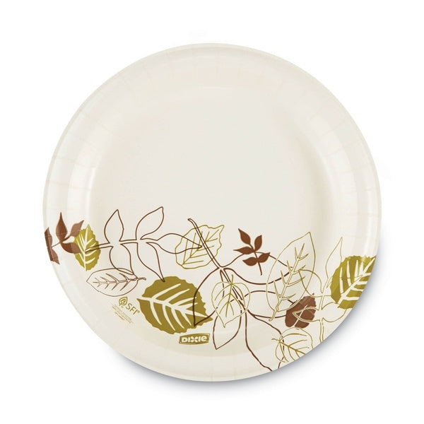 500-PACK OF Plate Paper Dixie UX9WS Pathways Soak-Proof Shield Paper Plates - 8.5 in. Green/Burgundy, 125 Plates per Pack, 4 Packs per Carton - Ideal for Mediumweight Foods