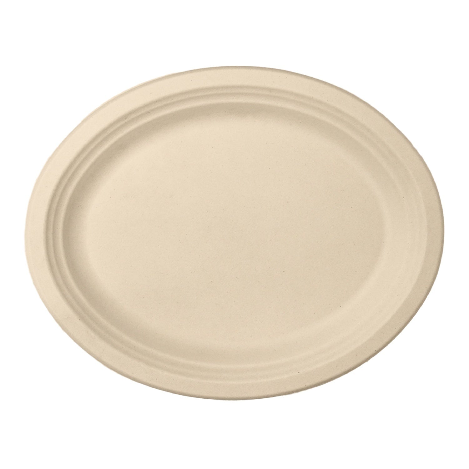 500-PACK OF PLATE OVAL COMPOSTABLE MOLDED FIBER 12.5 X 10 INCH DISPOSABLE