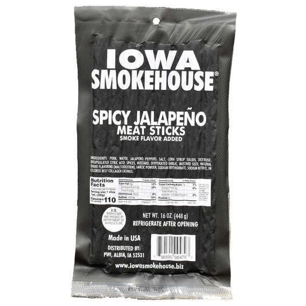 10-PACK OF Meat Sticks Spicy Jalapeño 16 oz, Iowa Smokehouse