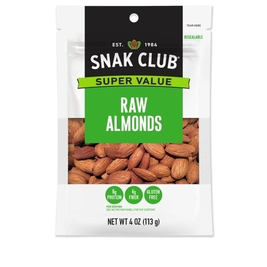 6-PACK OF Raw Almonds Snak Club, 6 - 4 Oz