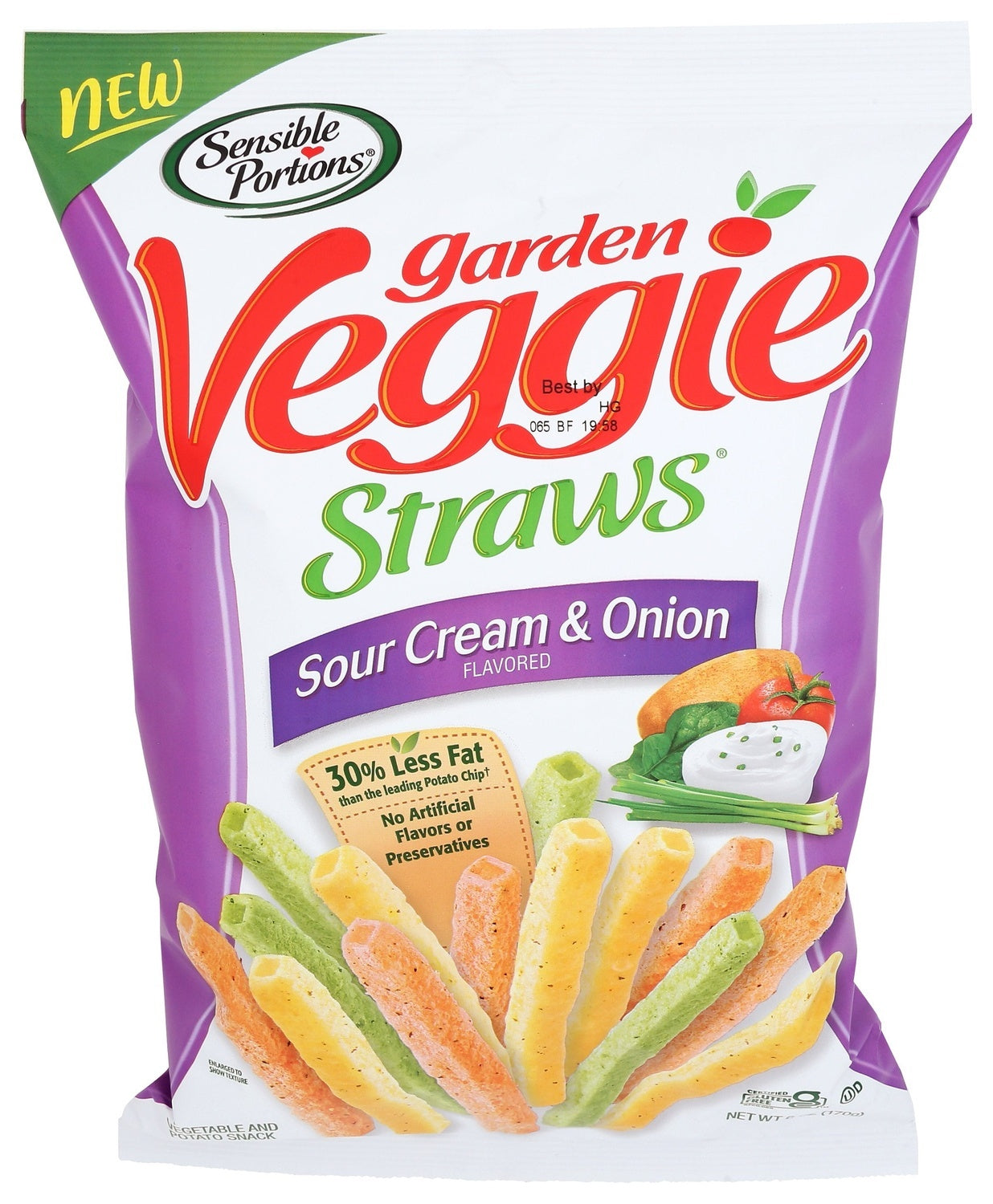6-PACK OF SNACK VEGETABLE STRAWS, SOUR CREAM AND ONION