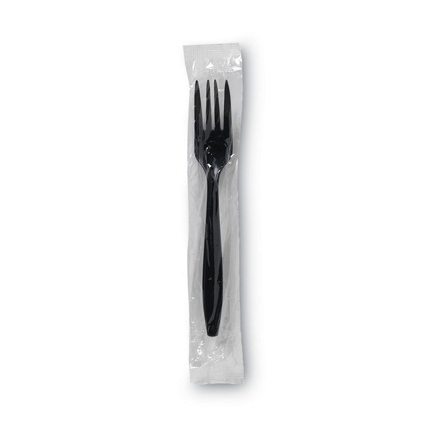 1000-PACK OF Cutlery Plastic Dixie PFH53C Heavyweight Plastic Forks - Individually Wrapped Black Utensils - 1000 Count for Catering and Events