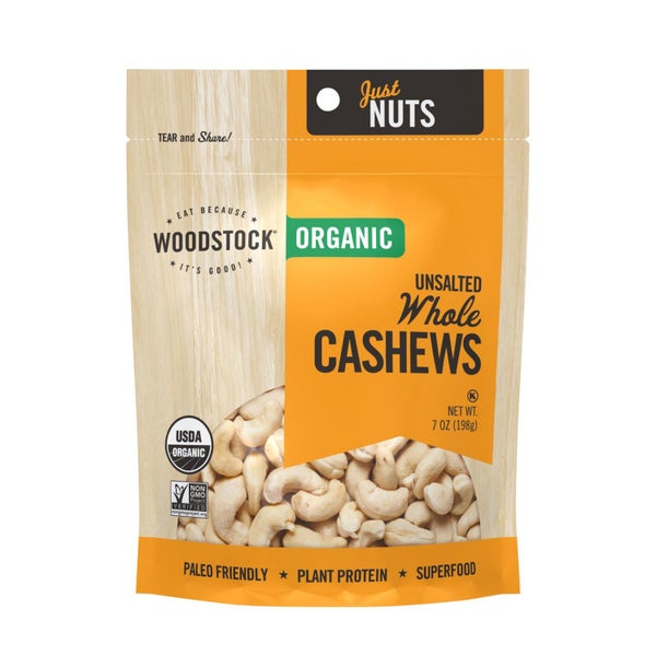 8-PACK OF Cashew Whole Raw Unsalted Woodstock 7 oz