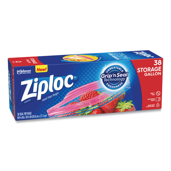 38-PACK OF Ziploc 383233BX 1 Gallon 1.75 mil. 10.56 in. x 10.75 in. Double Zipper Storage Bags - Clear (38/Box)