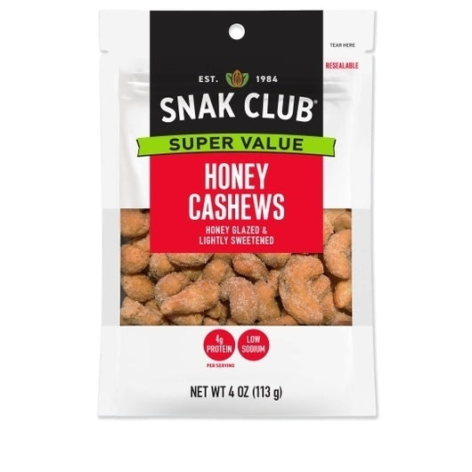 6-PACK OF Honey Cashews Snak Club, 6 - 4 Oz