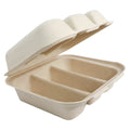 300-PACK OF CONTAINER TAKEOUT World Centric 8x7x3" 3-Compt Compostable Fiber Taco Clamshells | No PFAS | 300 count