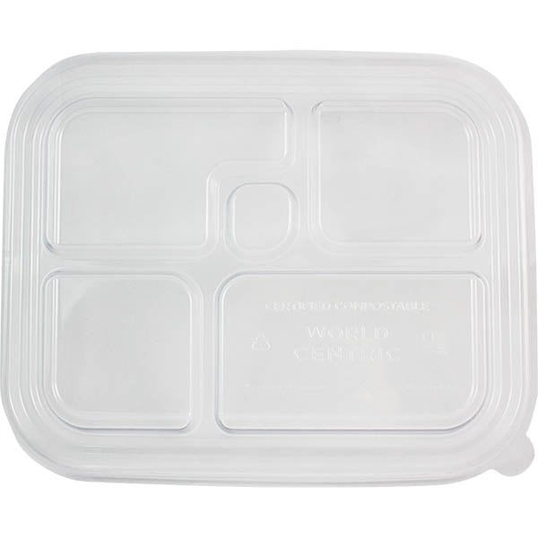 300-PACK OF CONTAINER TAKEOUT World Centric Compostable PLA Lids for 5 Compt Bento Boxes| 300 count