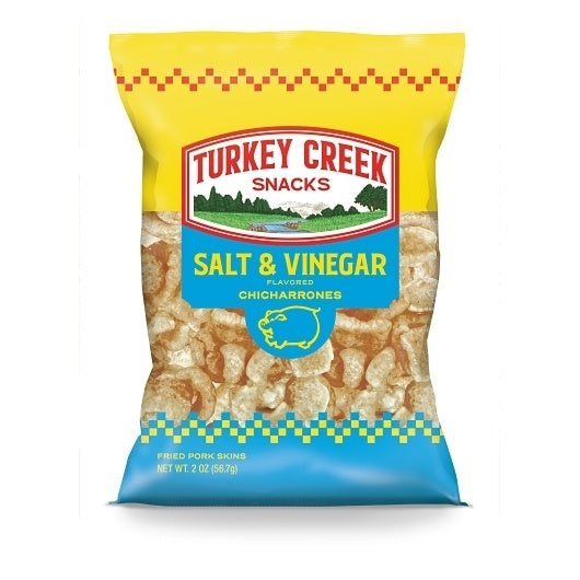 12-PACK OF Salt & Vinegar Pork Skins Turkey Creek, 12 - 2 Oz