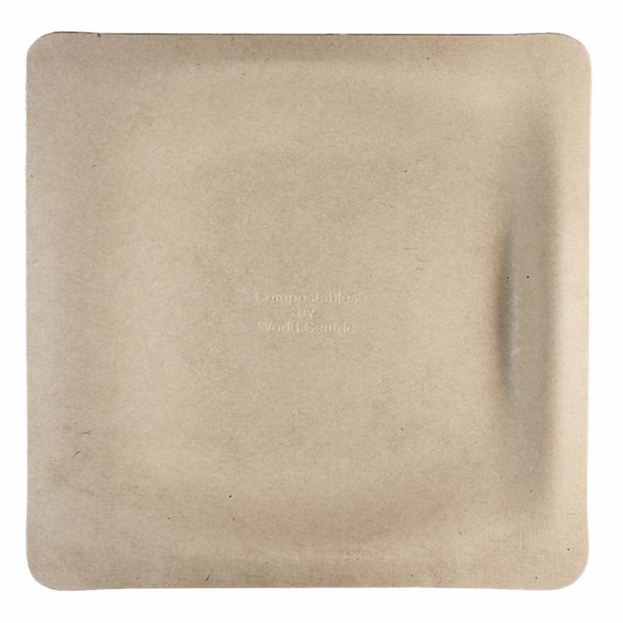 500-PACK OF PLATE COMPOSTABLE World Centric 9" Fiber Square Plates | No PFAS | 500 count