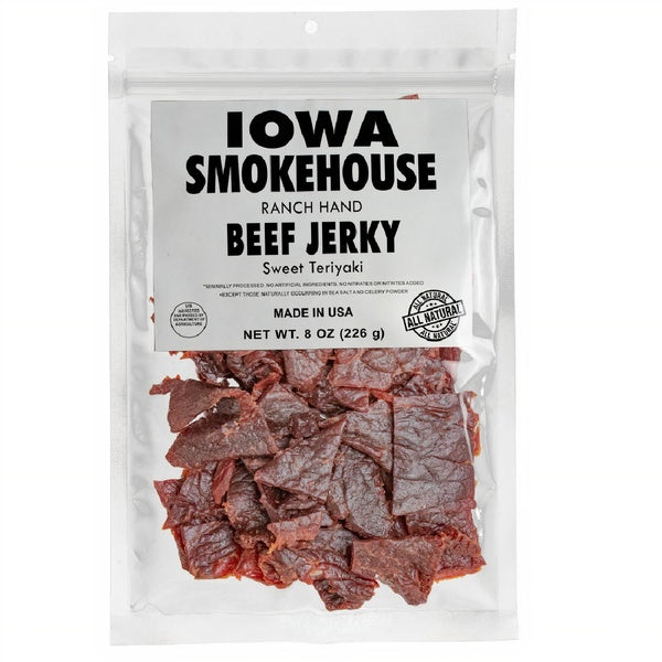 6-PACK OF Beef Jerky Ranch Hand Sweet Teriyaki 8 oz, Iowa Smokehouse