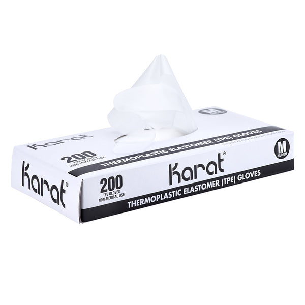2000-PACK OF Glove Thermal Karat 2,000 ct Thermoplastic Elastomer Gloves | Latex-Free | Powder-Free | Clear | Medium