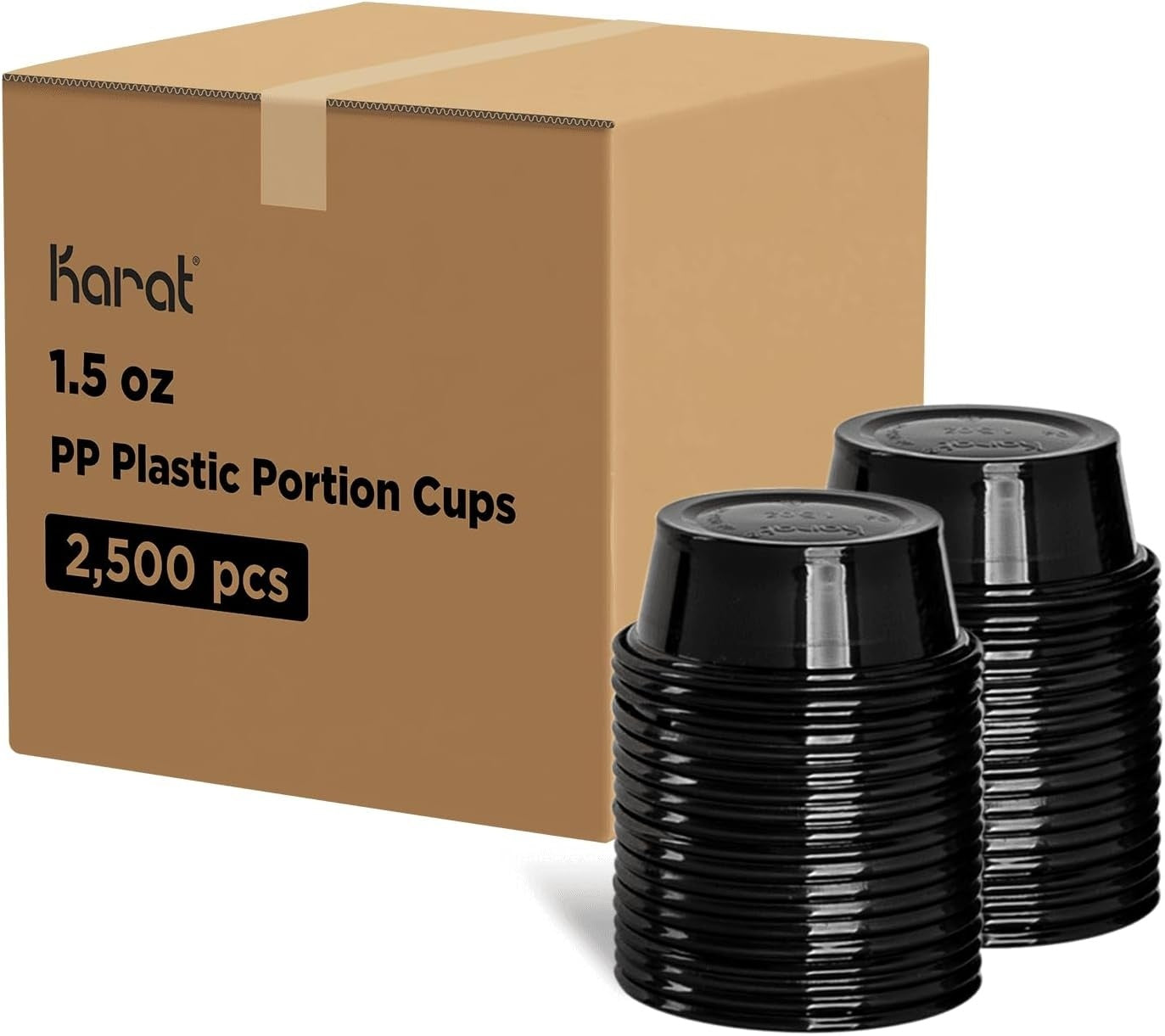 2500-PACK OF Cup Sauce Karat 1.5oz PP Plastic Portion Cups -Black - 2,500 ct