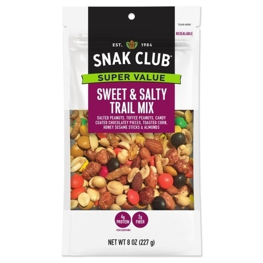 6-PACK OF Sweet Salty Trail Mix Snak Club, 6 - 8 Oz