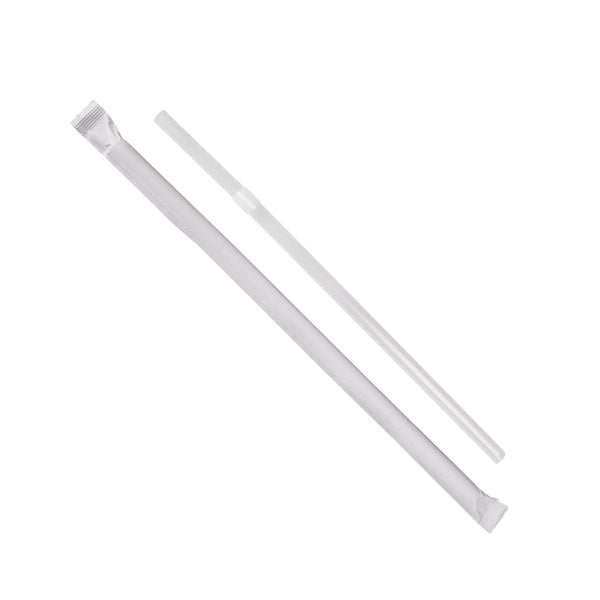 2000-PACK OF Straw Wrapped Karat 10,000 ct Flexible Jumbo Straws | Individually Wrapped | Clear (0.2" x 7.75")