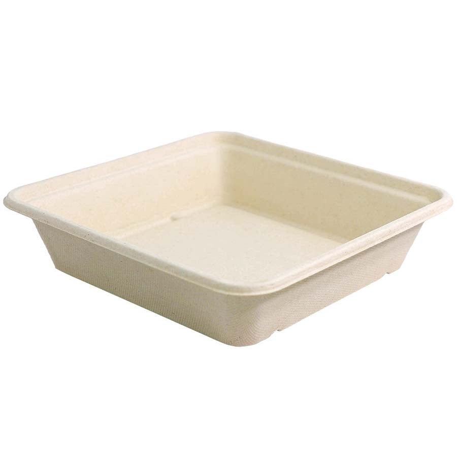 300-PACK OF CONTAINER TAKEOUT World Centric Compostable 8x8" Fiber Linear Takeout Containers | 300 count