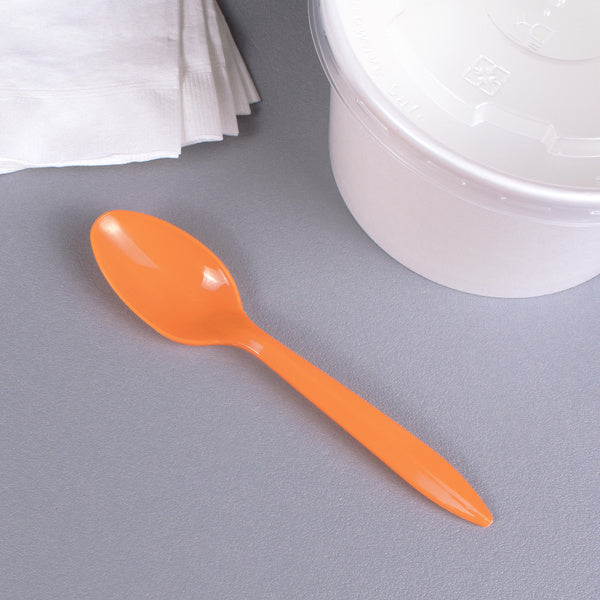 1000-PACK OF Teaspoon Plastic Karat 1,000 ct PP Plastic Medium Weight Tea Spoons, Orange