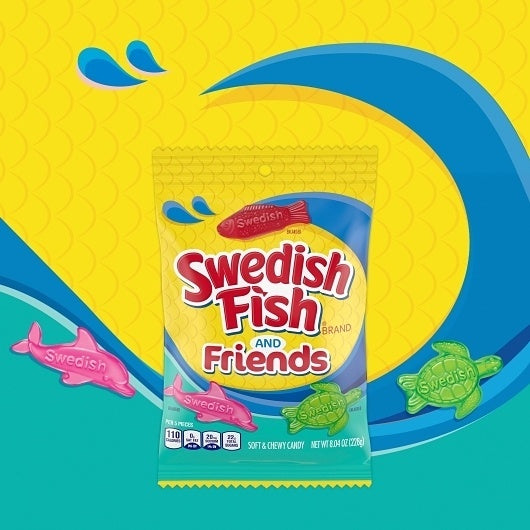 12-PACK OF & Friends Berry Gummy Candy Peg Bag Swedish Fish Candy, 12 - 8.04 Oz