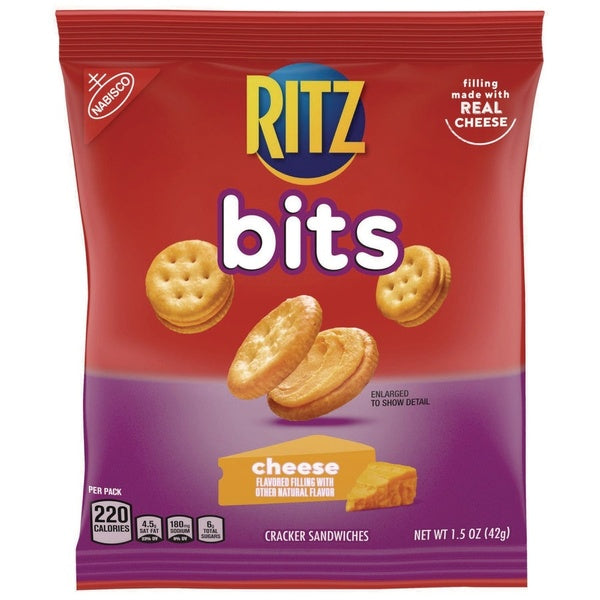 60-PACK OF Cracker Ritz Nabisco Ritz Bits Cheese Crackers - Convenient 1.5 oz Packs for On-the-Go Snacking (60 Count)