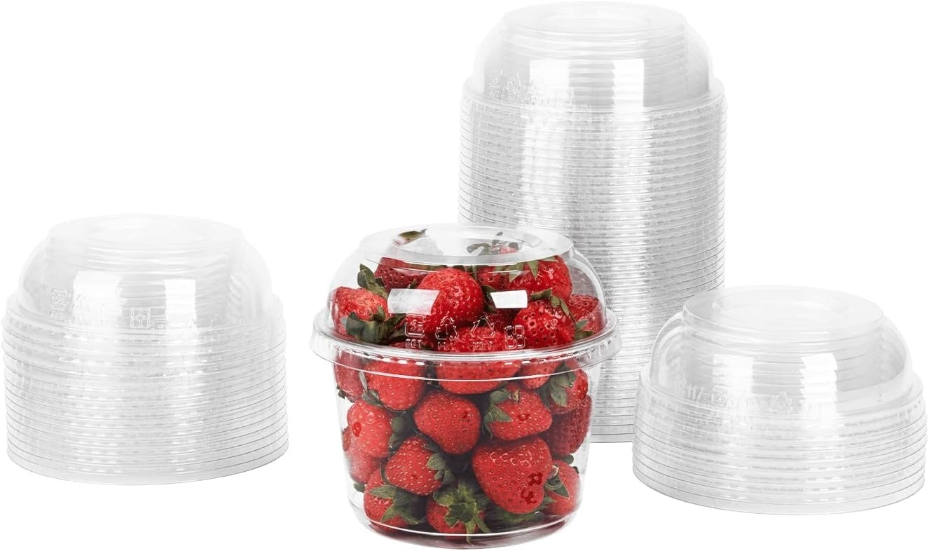 500-PACK OF Container Plastic Karat [500 Pack] Deli Containers Dome Lids, for 8-32oz Karat Deli Cups (117 mm)