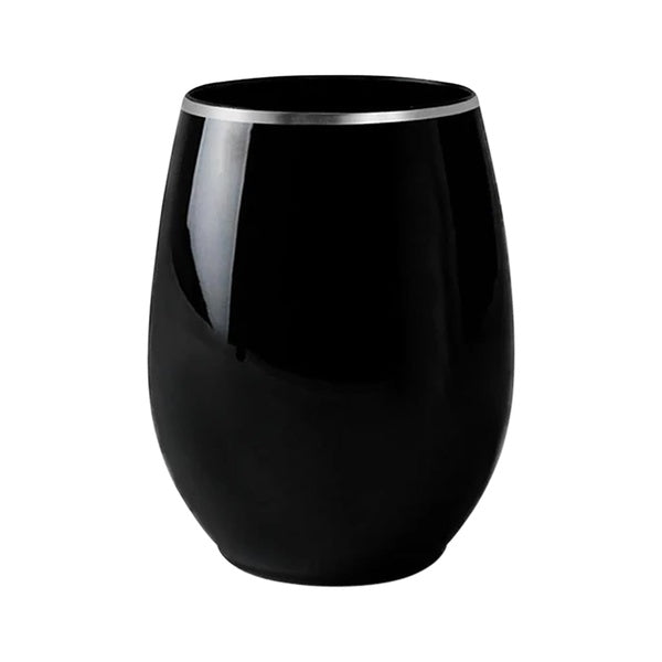 4-PACK OF Glass Wine 12 oz Plastic Silver Rim