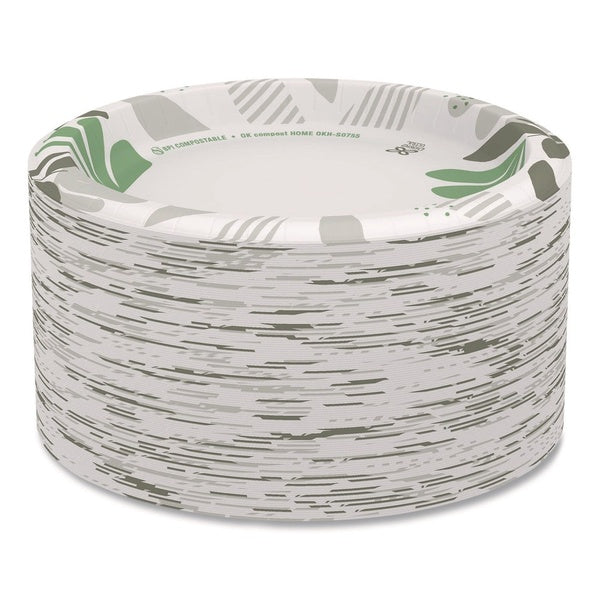 125-PACK OF Plate Paper Dixie SXP9PATH Pathways Soak Proof Shield 8.5-Inch Heavy-Duty Paper Plates - Green and Burgundy (125 Count)