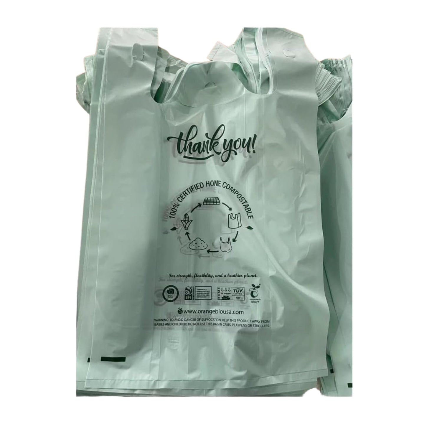 500-PACK OF Bag Compost T-Shirt 10 inch x 6 inch x 20 inch OrangeBio Take Out