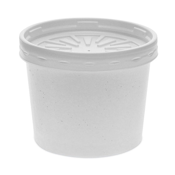 250-PACK OF Container Paper Pactiv Corp. 12 oz Round Paper Food Container with Lid - Durable, Eco-Friendly, and Perfect for Takeout (250 Count)