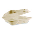 200-PACK OF Vegware VW-HC93NFA 5 in. x 9 in. x 2 in. Nourish Molded Fiber Compostable Sugarcane 3-Compartment Takeout Containers - White (200/Carton)