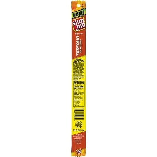 108-PACK OF Beef Jerky Monster Teriyaki Slim Jim, 6 - 18 - 1.94 Oz