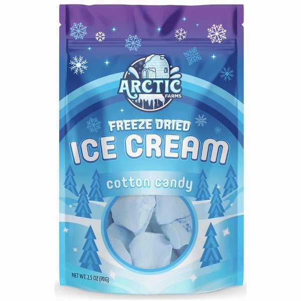 12-PACK OF Candy, Freeze Dried Ice Cream - Cotton Candy Blue, Arctic Farms