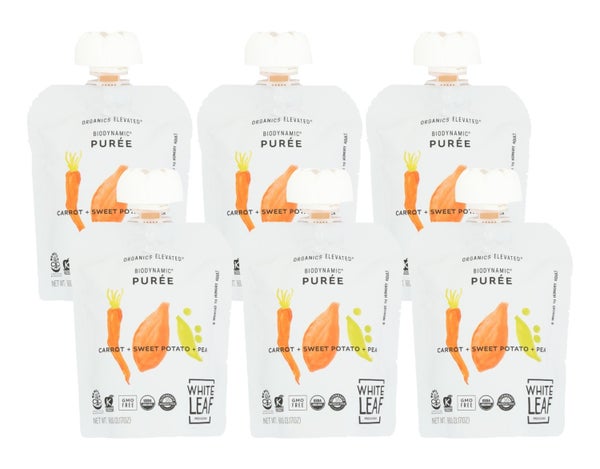 6-PACK OF Puree Carrot Organic Sweet Potato And Pea White Leaf Provisions 90 gm