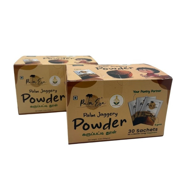 2-PACK OF Shastha Palm era Jaggery Powders Sachets - Pack of 2 , Each 30 Sachets [ Total - 300g ]