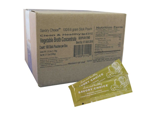 100-PACK OF Broth Vegetable Liquid Concentrate, SS Packets, 100 x 9.6 g